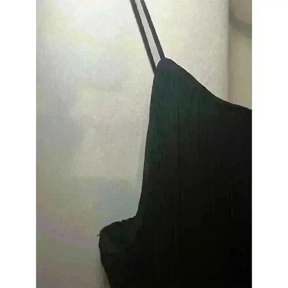 Good American Women's Black Ribbed Maxi Slip Dress Size 00 - Picture 7 of 14